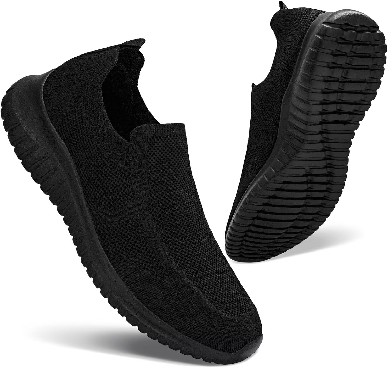 konhill Mens Slip-On Knit Walking Sneakers