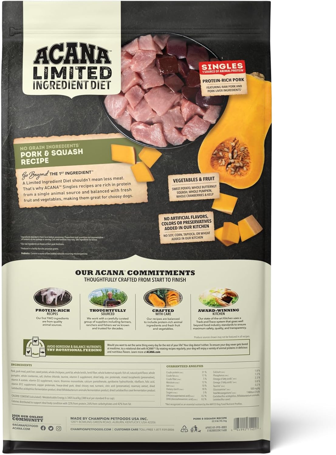 ACANA Singles Limited Ingredient Dry Dog Food Beef & Pumpkin 4.5lb Bag