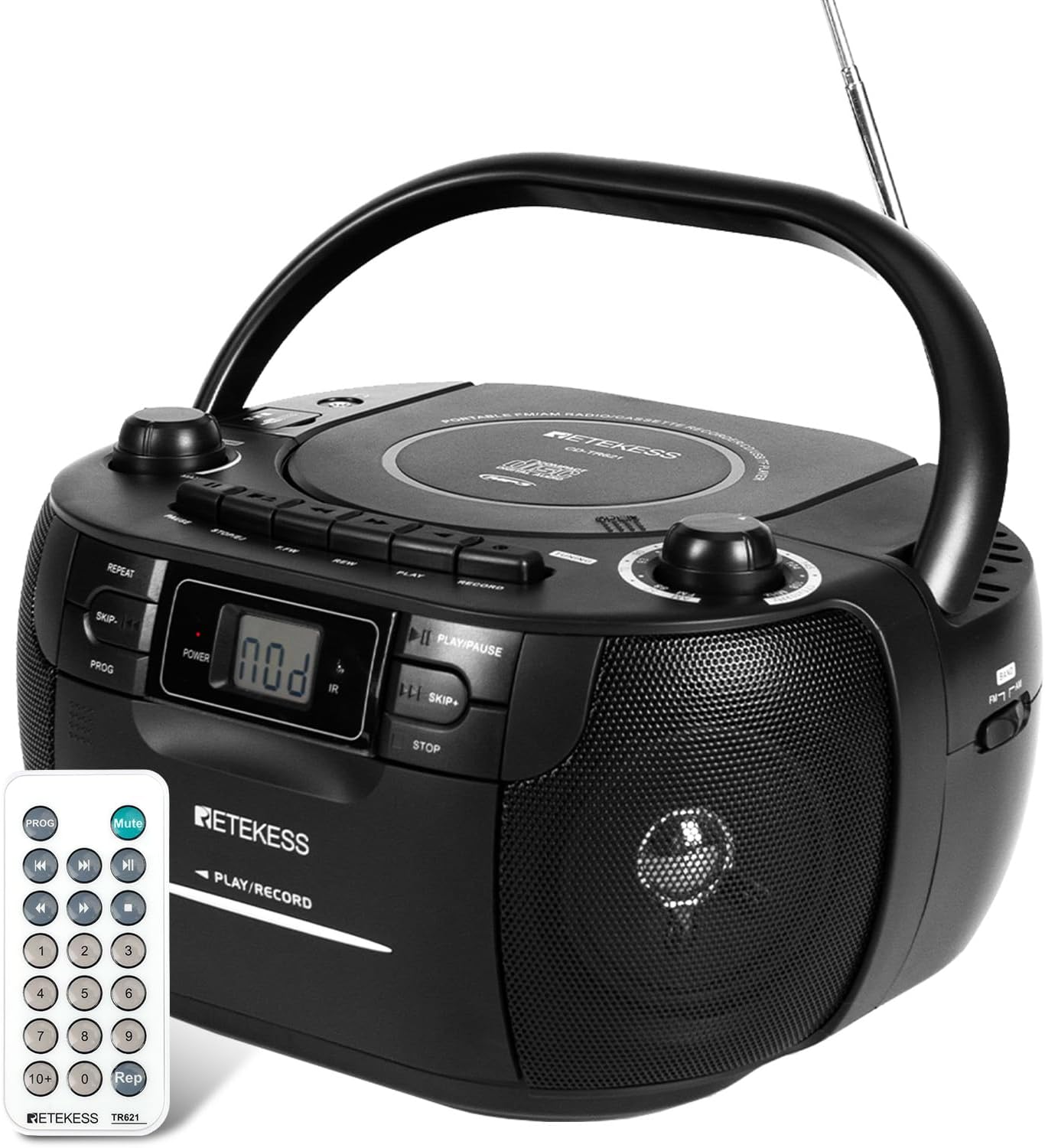 Retekess TR621 CD and Cassette Player Combo, Boombox CD Player(White)