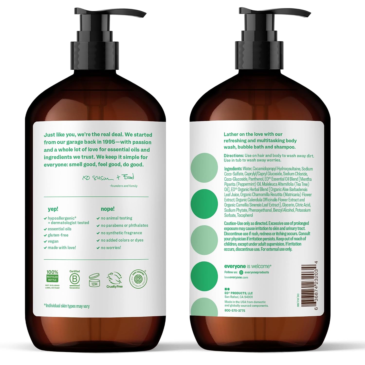 Everyone 3-in-1 Soap Body Wash Bubble Bath Shampoo Coconut Lemon 32oz 2pk | Natural essential oil formula | body wash | shampoo | bubble bath in one | coconut lemon scent | bulk value 2-pack