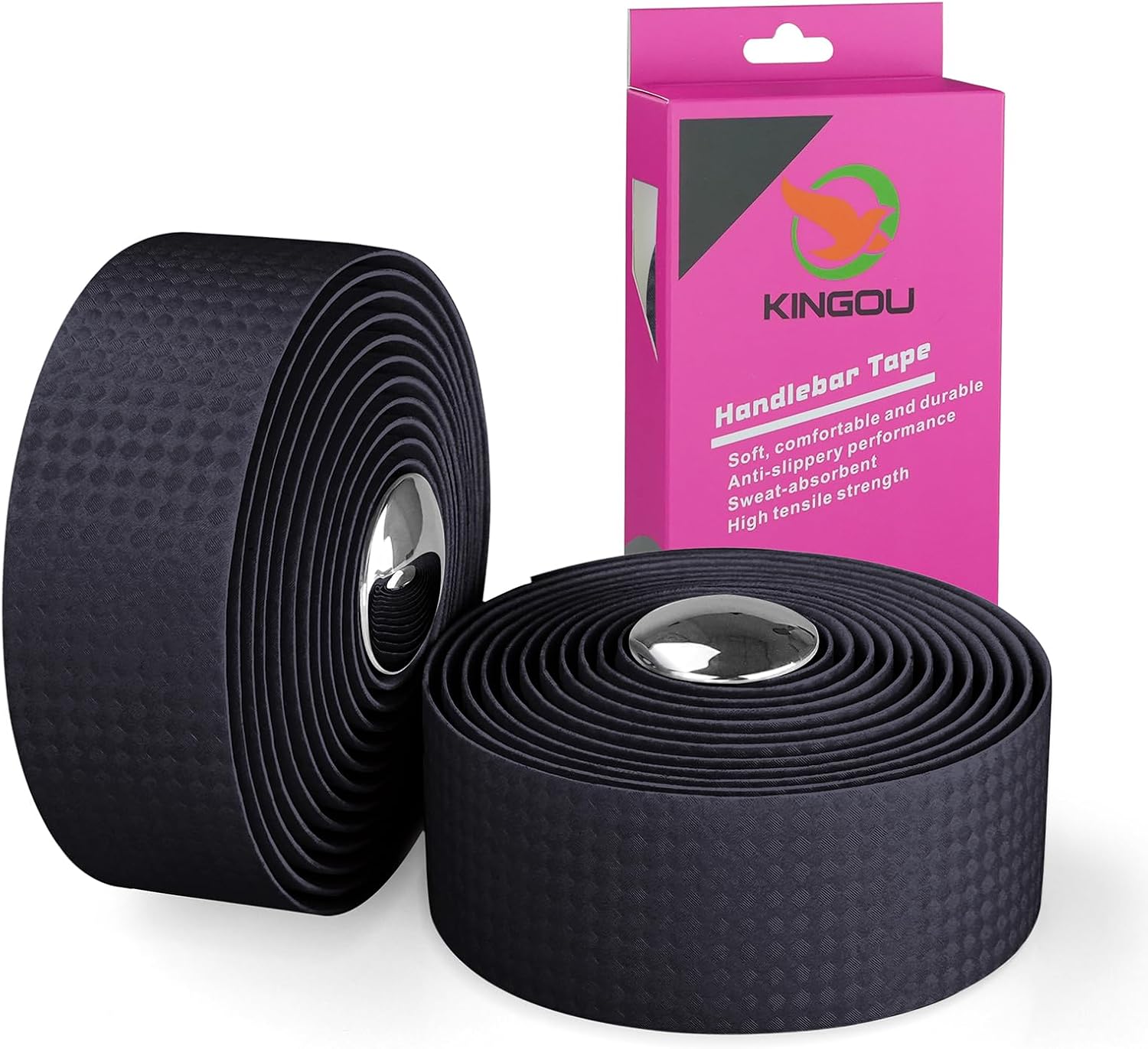 KINGOU Carbon Fiber PU Leather Road Bike Handlebar Tape Bar Tapes - 2PCS Per Set
