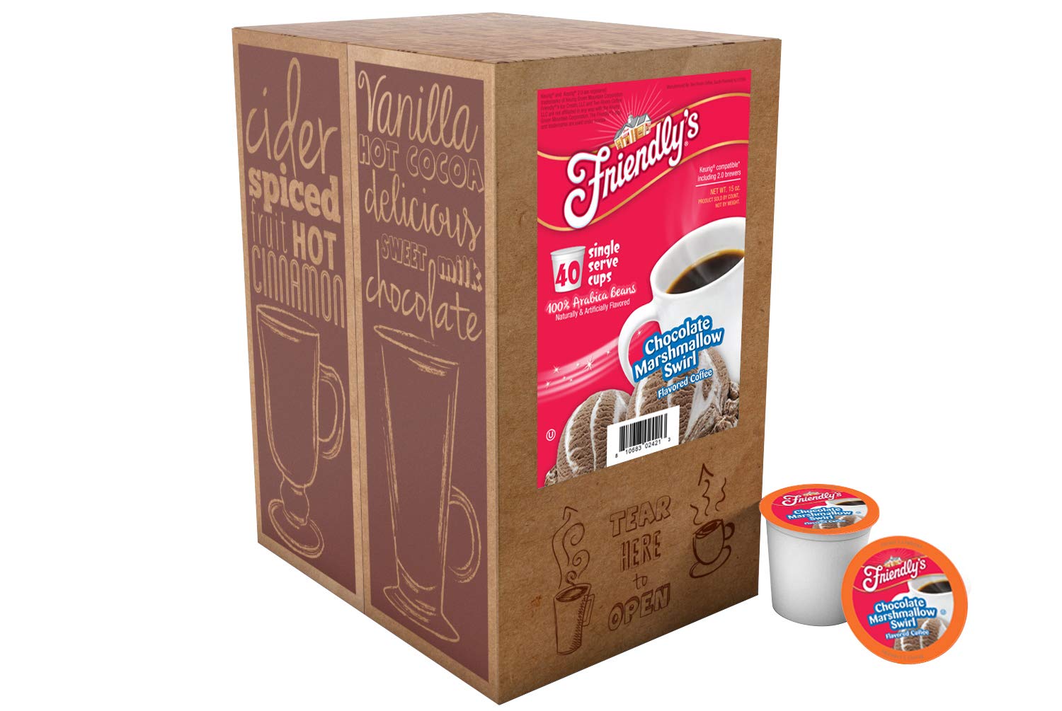 Friendly's Chocolate Mint Ice Cream Flavored Coffee Pods for Keurig K Cup Brewers, Mint Chocolate Chip, 40 Count (Pack of 1)