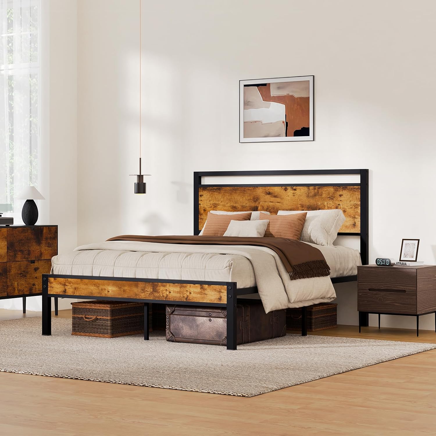 Z-hom Easy Assembly Queen Bed Frame & Headboard Footboard,Underbed Storage | Sturdy Metal Structure,Silent Anti-Slip Support,Under Bed Storage Space,No Box Spring Needed,Modern Bedroom Furniture