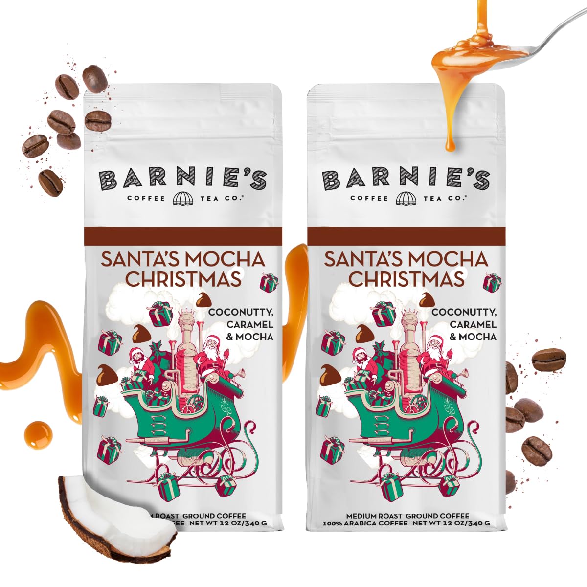 Barnie's Coffee English Salted Toffee Ground Coffee with Caramel, Molasses and Salted Creamy Butter Flavors, Medium Roasted Arabica Coffee Beans