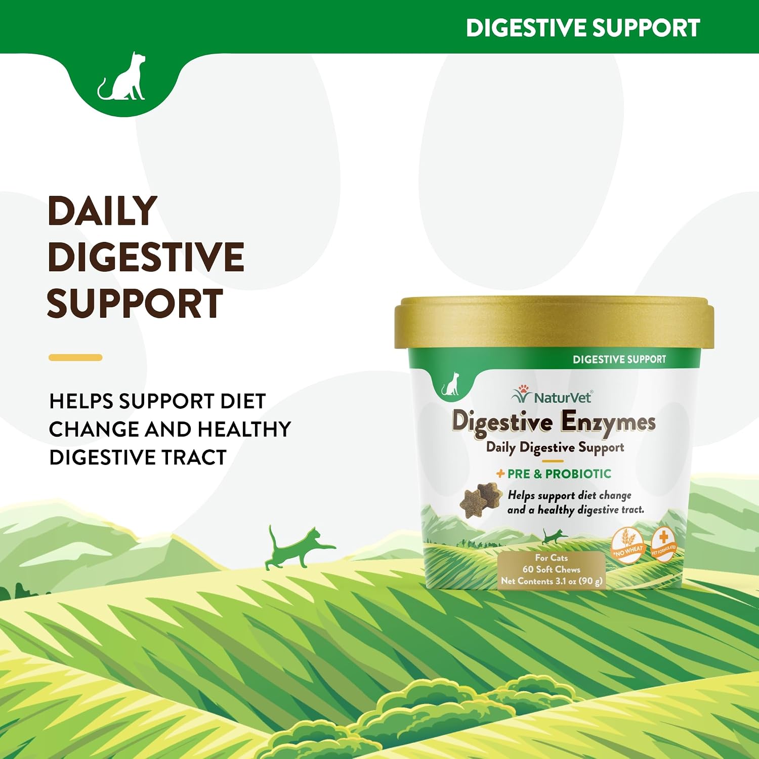 NaturVet Digestive Enzymes with Pre & Probiotic for Dogs & Cats - 8 oz | Supports Diet Changes & a Healthy Digestive Tract with Prebiotics, Powder