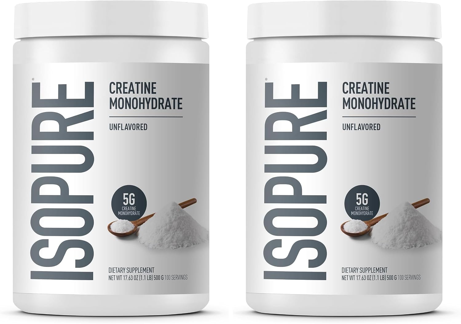 Isopure 100% Pure Creatine Monohydrate Powder, Sugar Free, Unflavored, 5g Creatine Monohydrate Per Serving, 1.1 Lbs, 100 Servings (Packaging May Vary)