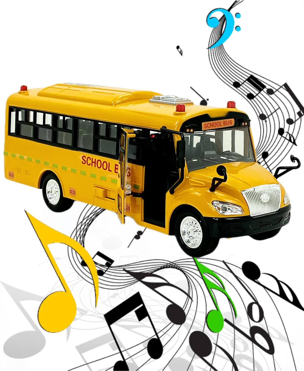 Big Daddy Huge Yellow School Bus with Lights and Cool Openable Doors Pull Back Toy School Bus with Sounds and Songs for Girls, Boys, Toddlers