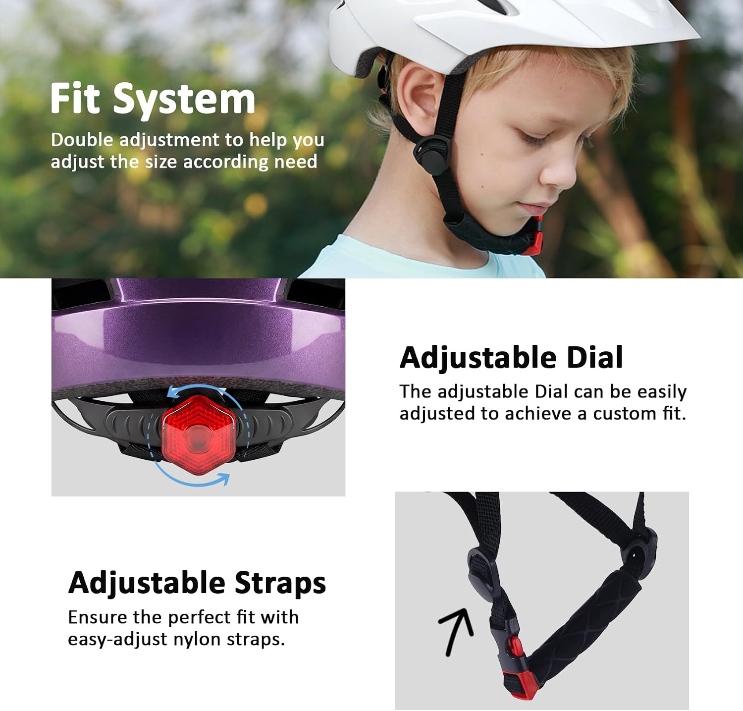 Kids Bike Helmet, Toddler Youth Helmet for Boys Girls, Ages 3-5, 5-8, 8-14