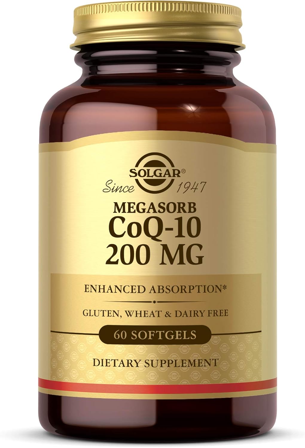 Solgar Megasorb CoQ-10 200 mg, 60 Softgels, Supports Heart & Brain Function | Coenzyme Q10 Supplement, Enhanced Absorption, Non-GMO, Gluten Free