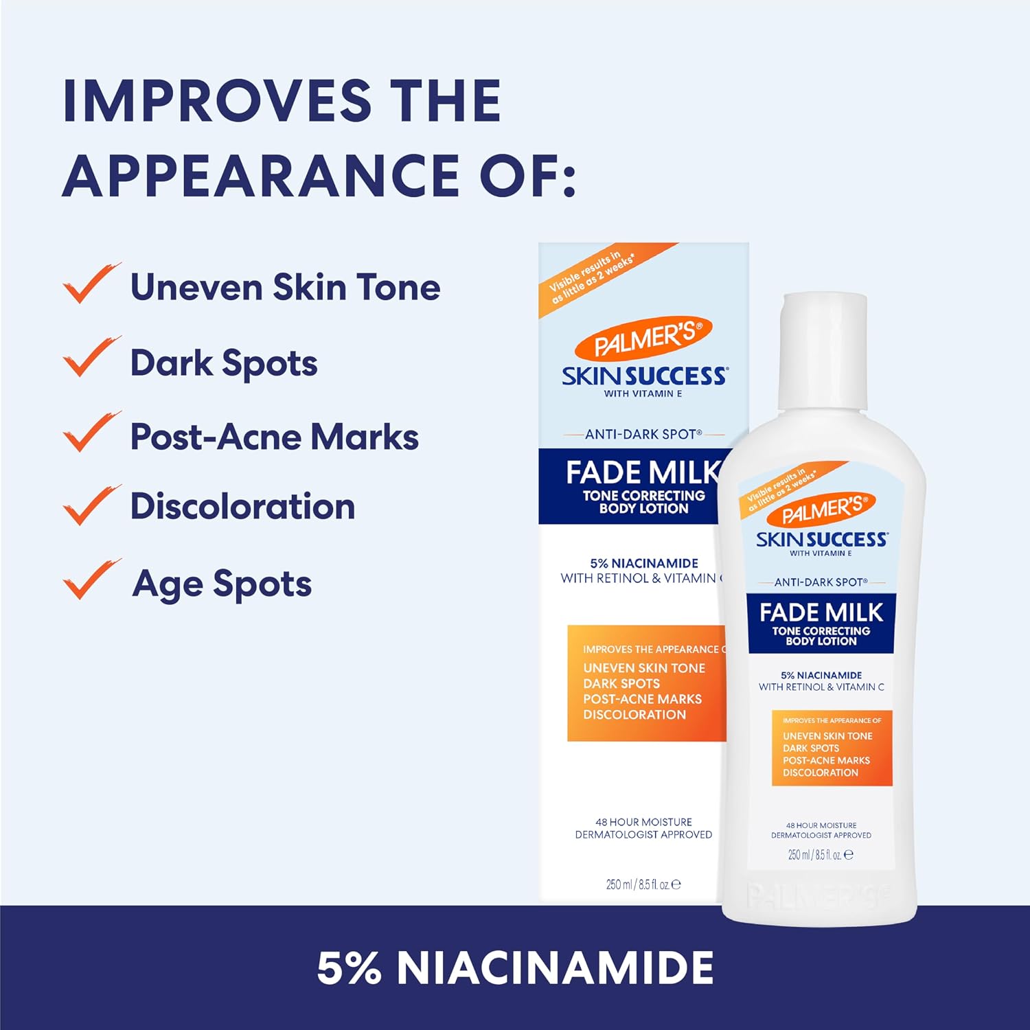 Palmer's Skin Success Body Lotion, Anti-Dark Spot Fade Milk (8.5 Oz) | Moisturizer with Niacinamide, Fades Age Spots