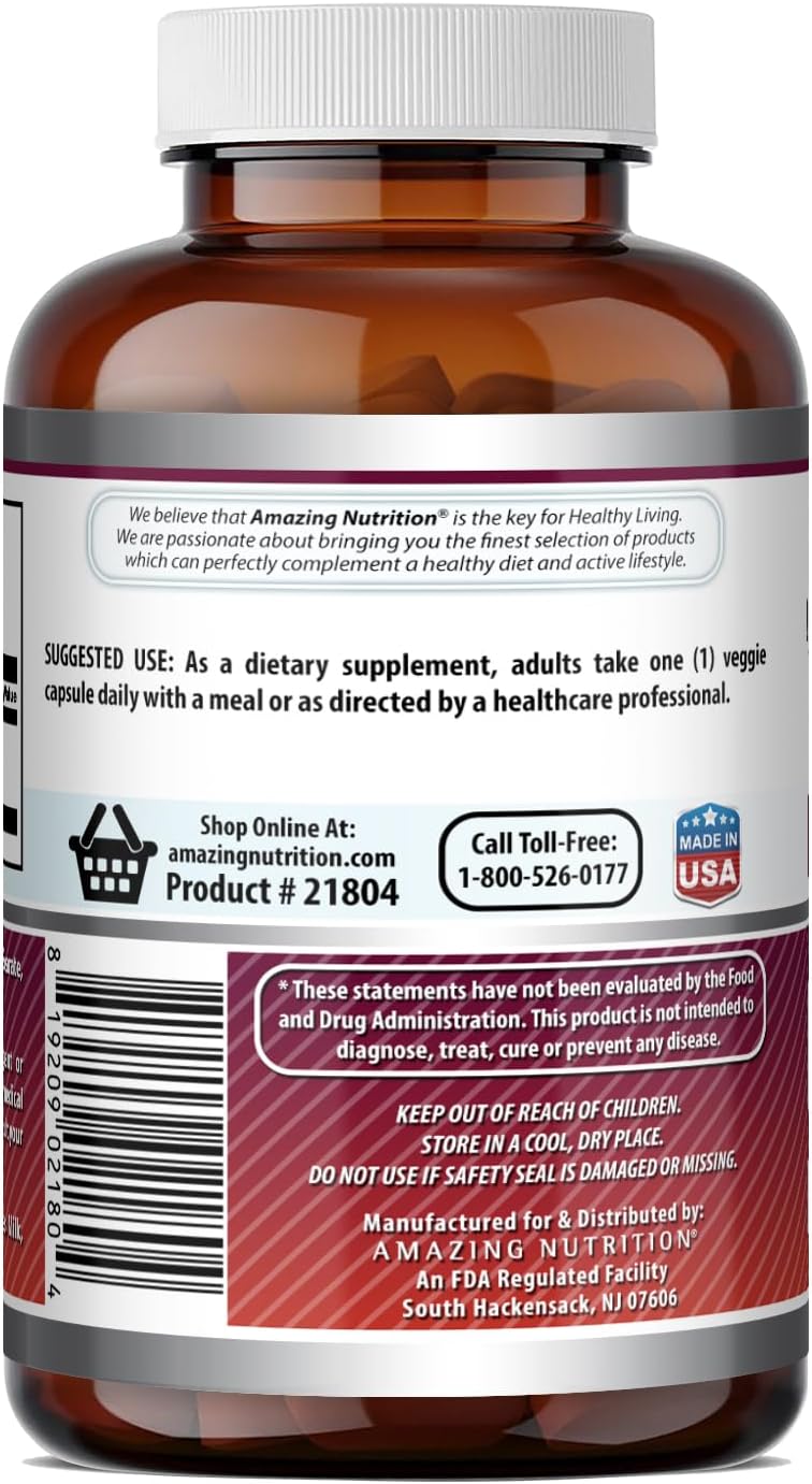 Amazing Formulas Quercetin 500mg 120 Veggie Capsules Supplement - Non-GMO - Gluten Free - Supports Overall Health & Well Being