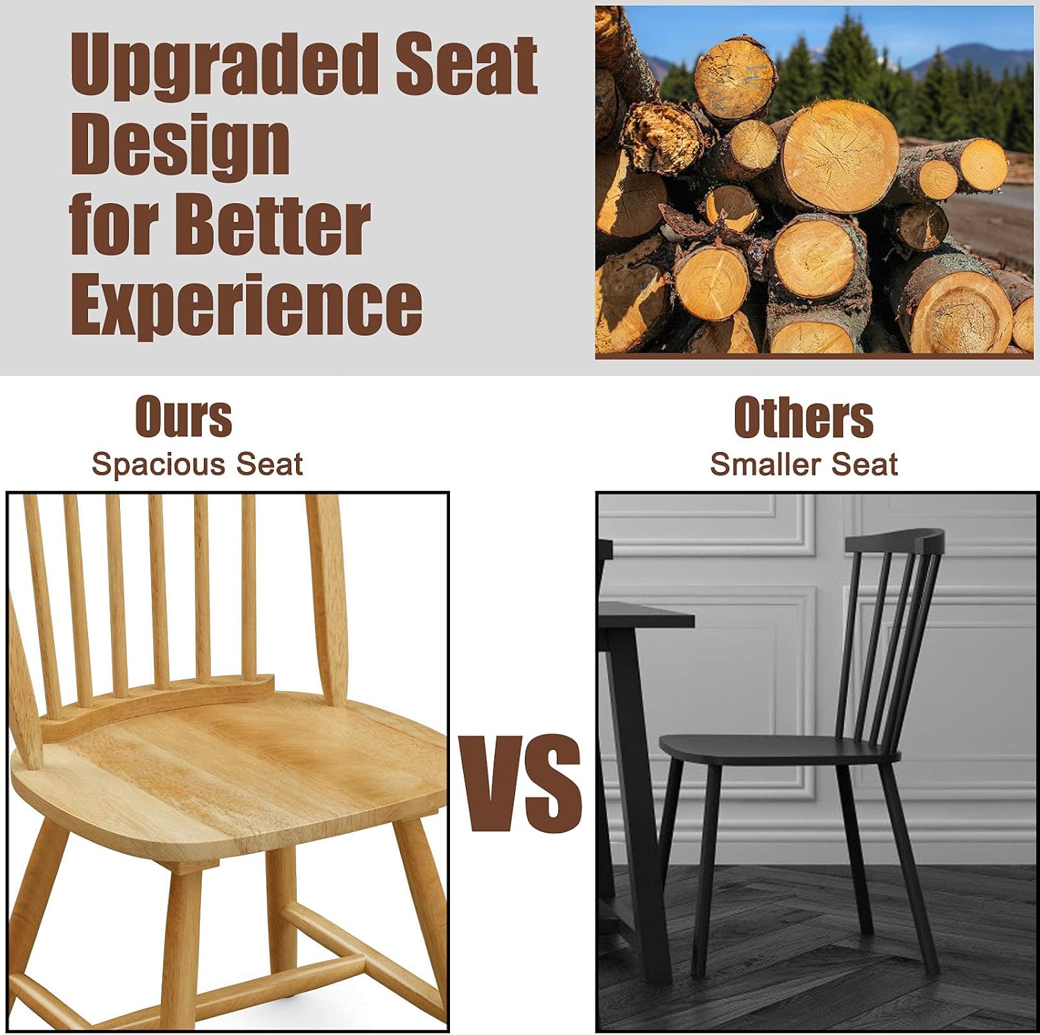 GIANTEX Wood Dining Chairs Set of 4, Windsor Chairs with Solid Wood Legs, High Spindle Back, H-Shaped Crossbars