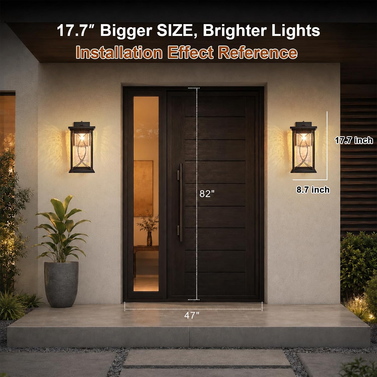 Dusk to Dawn Modern Outdoor Coach Lantern Exterior Light Fixtures Black Aluminum with Crack-Like Glass Waterproof Wall Sconce Mission Outside Light
