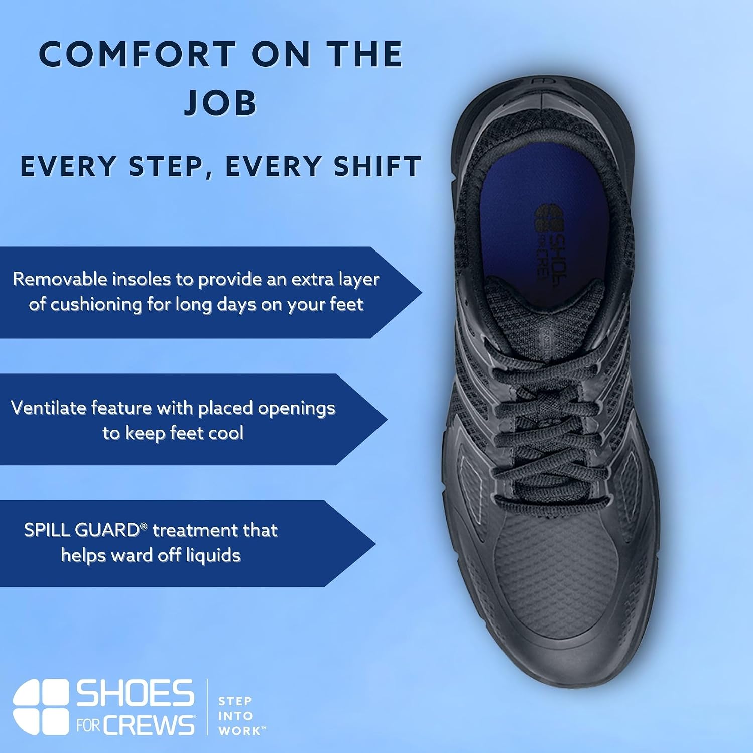 Shoes For Crews Stride Men's Work Sneaker, Non-Slip, Comfortable