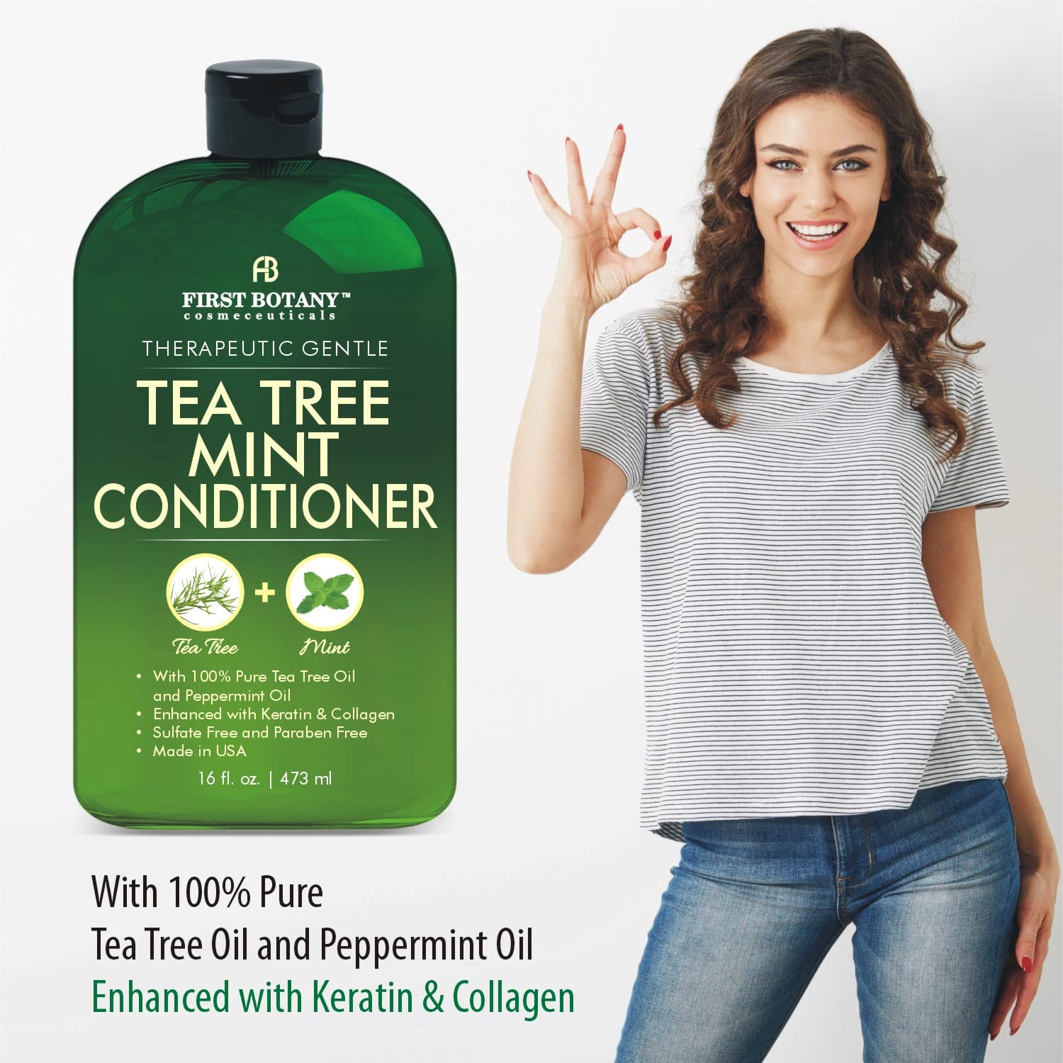 First Botany Tea Tree Mint Shampoo & Conditioner for Men & Women - Pure Tea Tree & Peppermint Oil - Fights Hair Loss, Dandruff, Lice & Itchy Scalp