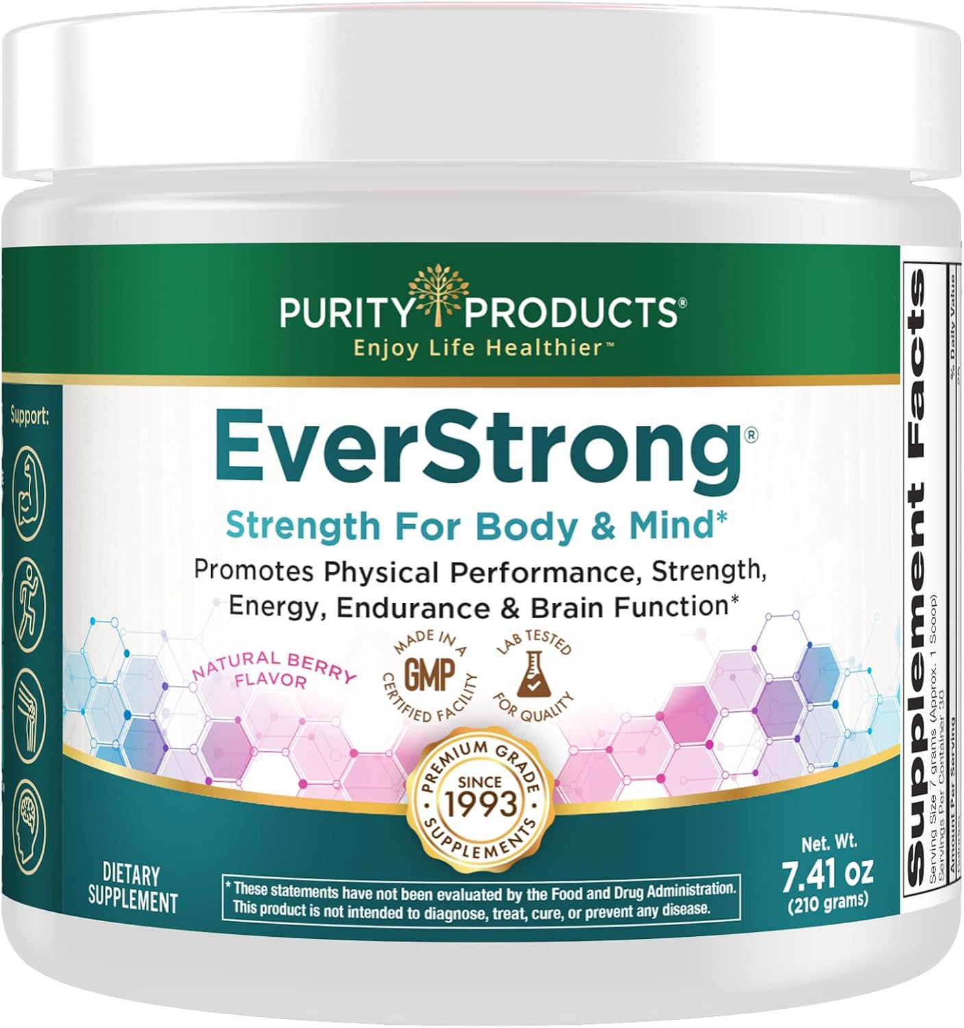 Purity Products EverStrong Powder from Muscle Matrix Blend - Creapure Creatine - Boron (FruiteX-B PhytoBoron) - CoffeeBerry Extract - Boosted with