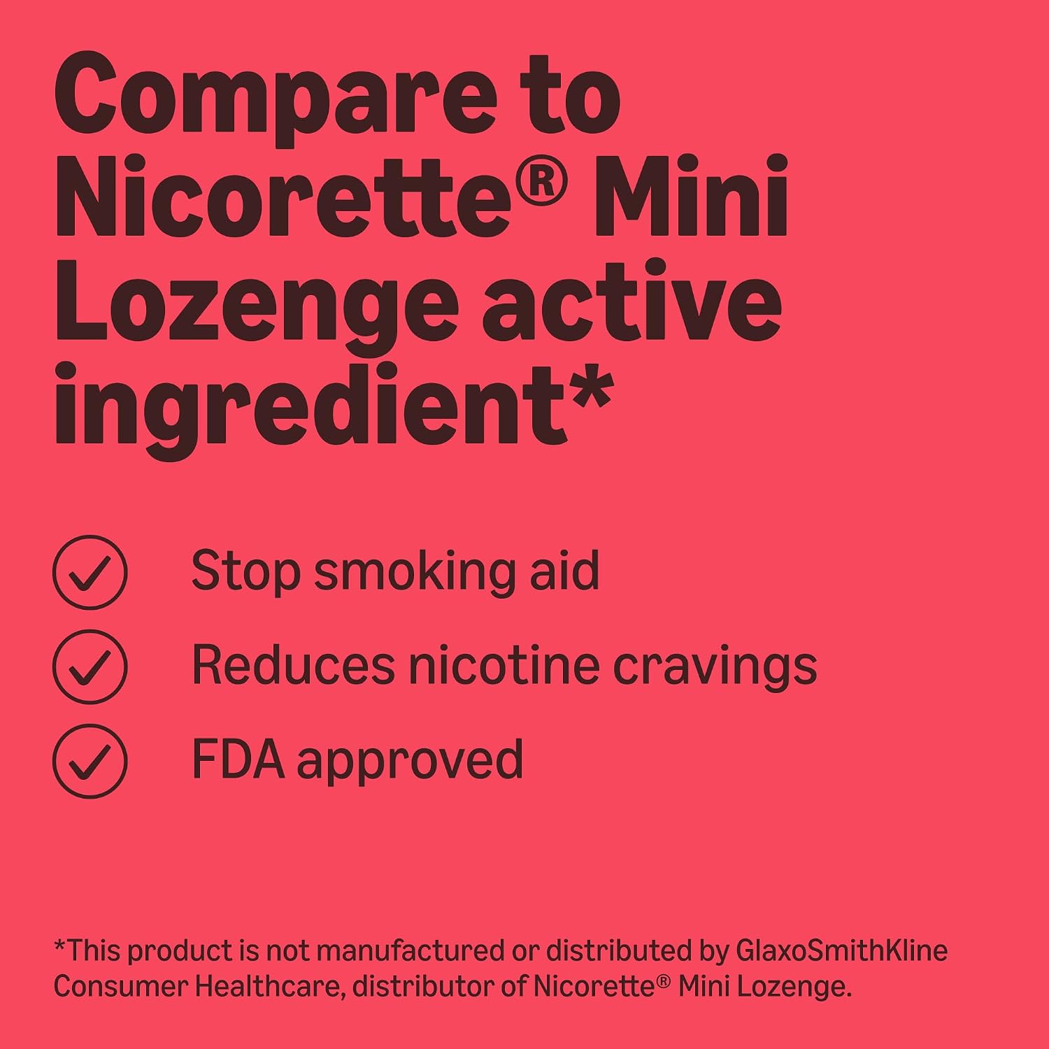Amazon Basics Mini Nicotine Polacrilex Lozenge, 2 mg, Cherry Ice Flavor, Stop Smoking Aid, 135 Count (Previously Amazon Basic Care)