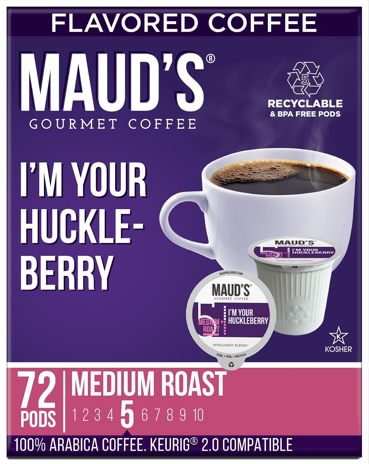 Maud's Family Pack Coffee Pods Variety Pack, 136ct, 12 Assorted Flavors | Medium Roast Flavored Coffee in Single Serve Pods – 100% Arabica Coffee, Compatible with Keurig Coffee Makers