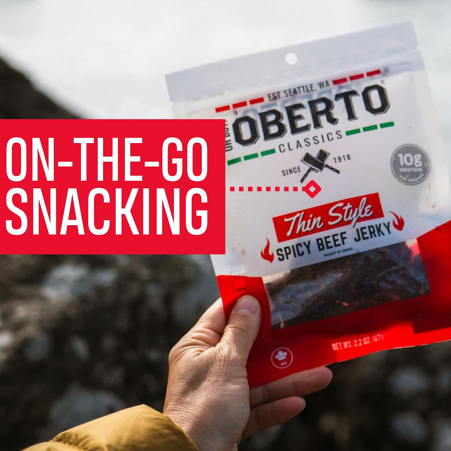 Oh Boy! Oberto Classics Thin Style Peppered Beef Jerky, 1.2 Ounce (Pack of 8)