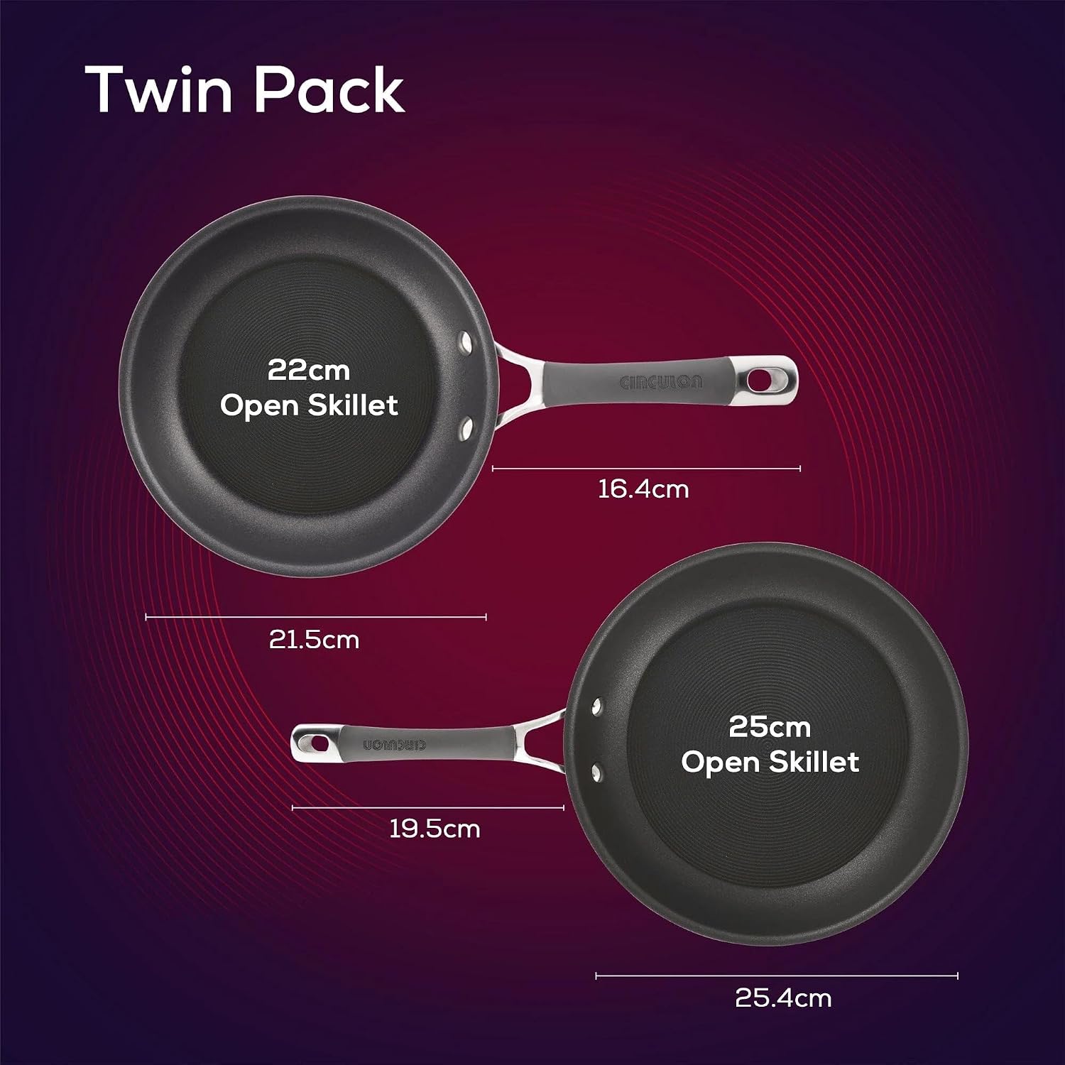 Circulon Radiance Hard Anodized Nonstick Deep Frying Pan with Lid, 12 inch Frying Pan with Lid, Deep Skillet, Gray