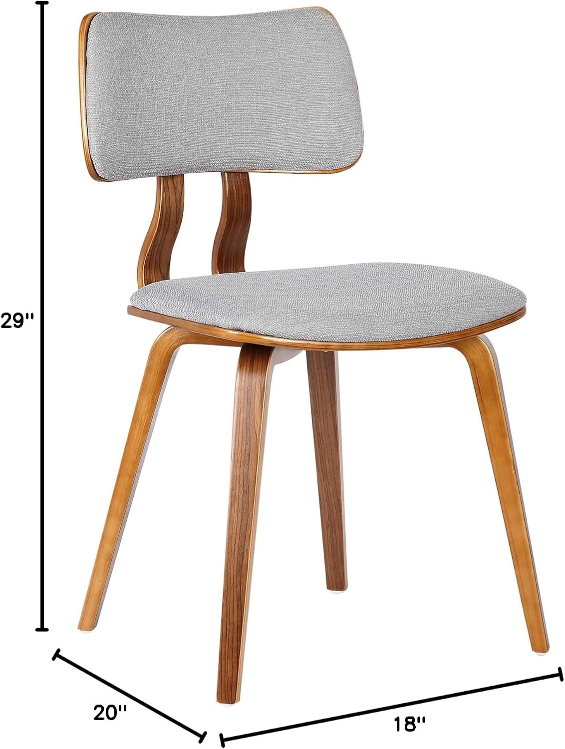 Armen Living Jaguar Dining Chair in Charcoal Fabric and Walnut Wood Finish,Charcoal/Walnut Finish 20D x 18W x 29H in