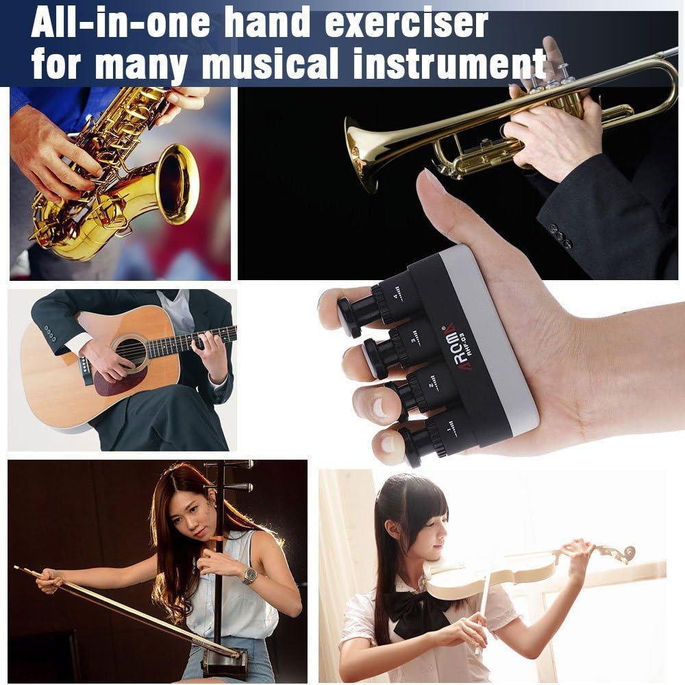 Finger Strengthener, 4 Tension Adjustable Hand Grip Exerciser Ergonomic Silicone Trainer for Guitar, Piano, Trigger Finger Training