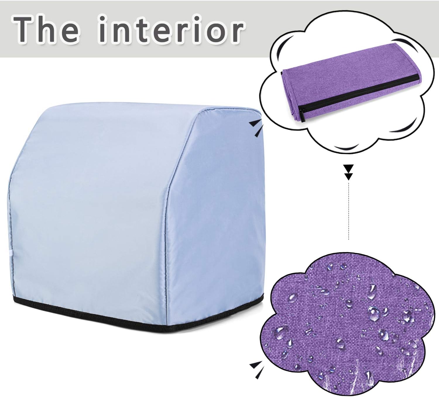 LUXJA Serger Machine Cover with Storage Pockets, Gray Dots