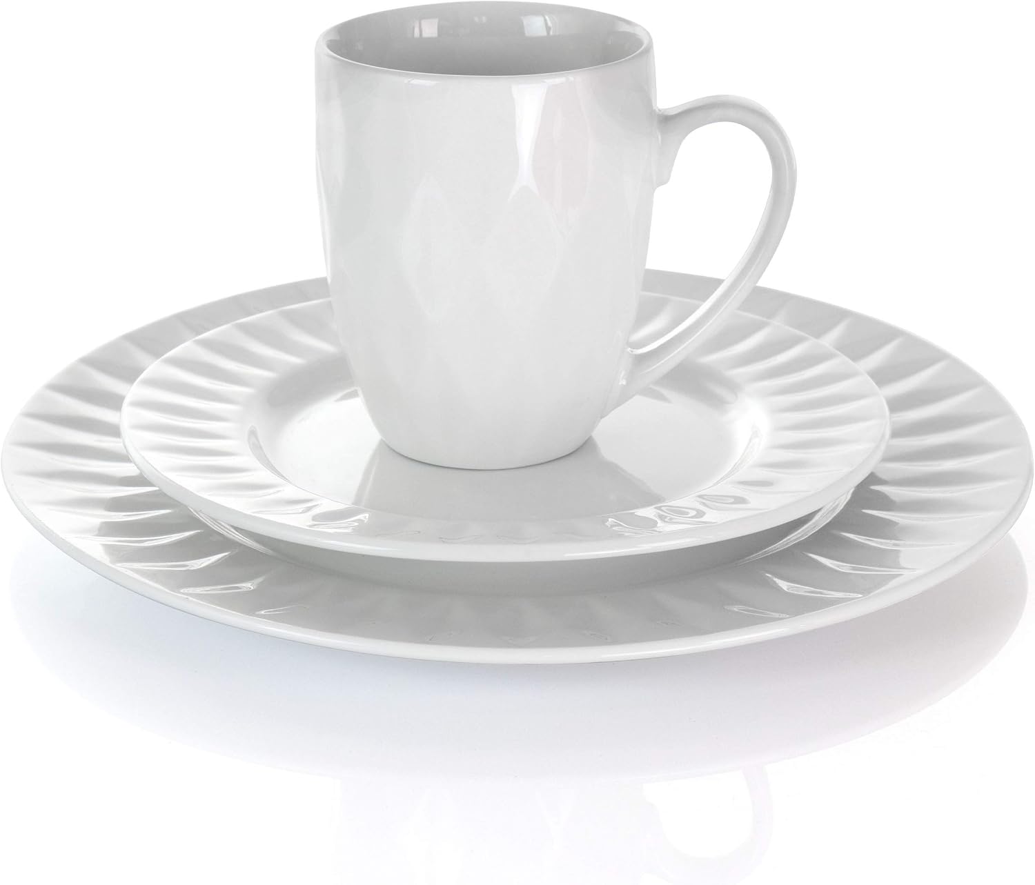 Elama White Porcelain Dish Dinnerware Set, 18 Piece, Newman