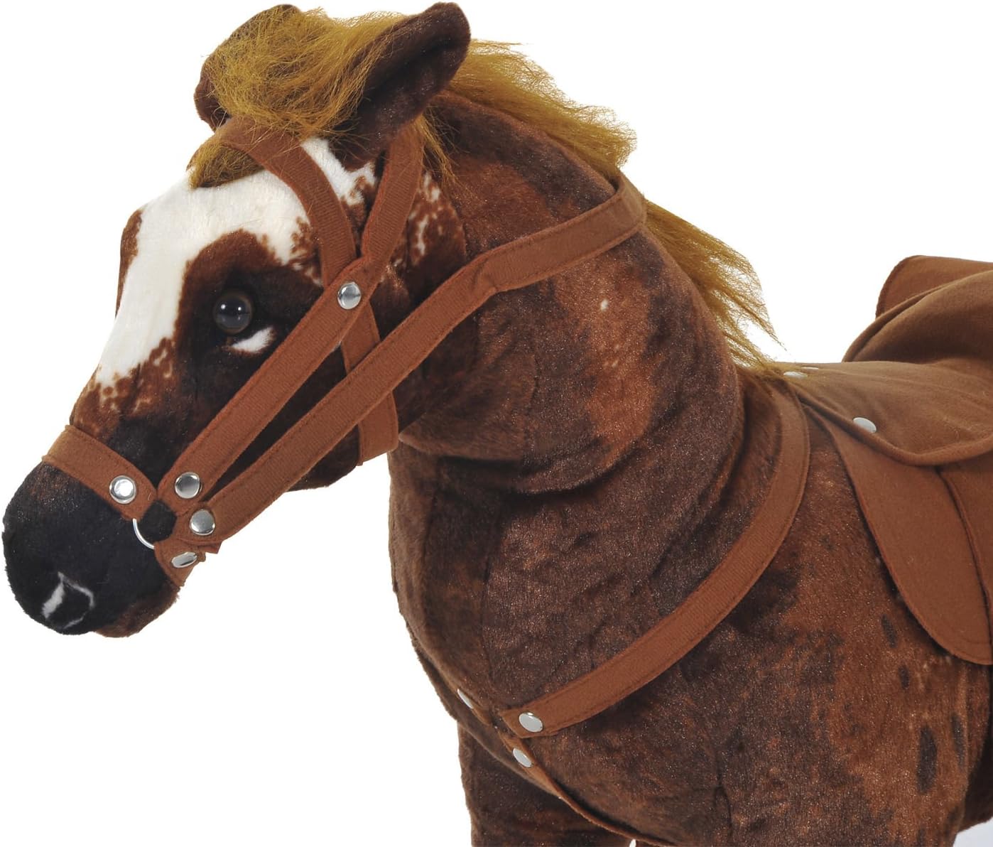 Qaba Sound-Making Ride On Horse for Toddlers 3-5 with Padding Brown | Neighing and Galloping Sound, Stuffed Animal Horse Toy for Kids, Soft Feel