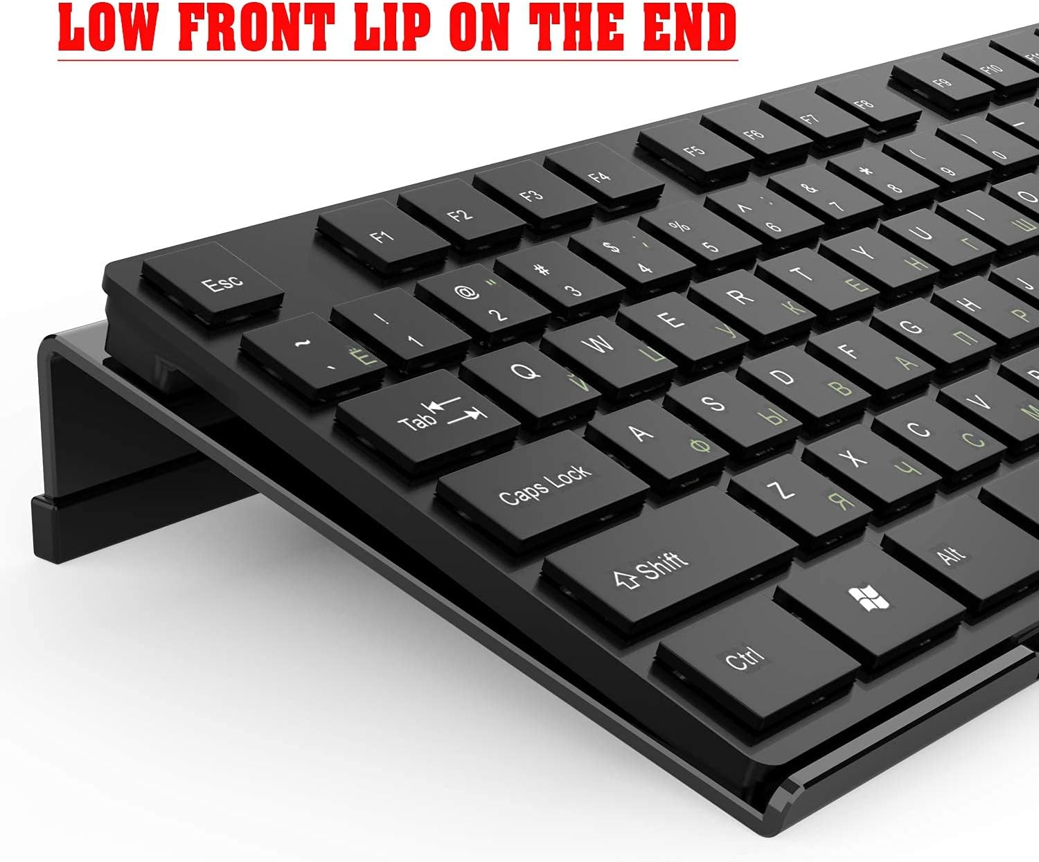 KOTEMON Acrylic Tilted Computer Keyboard Stand for Ergonomic Typing, Keyboard Tray Holder with Silicone Non-Slip Case, Black