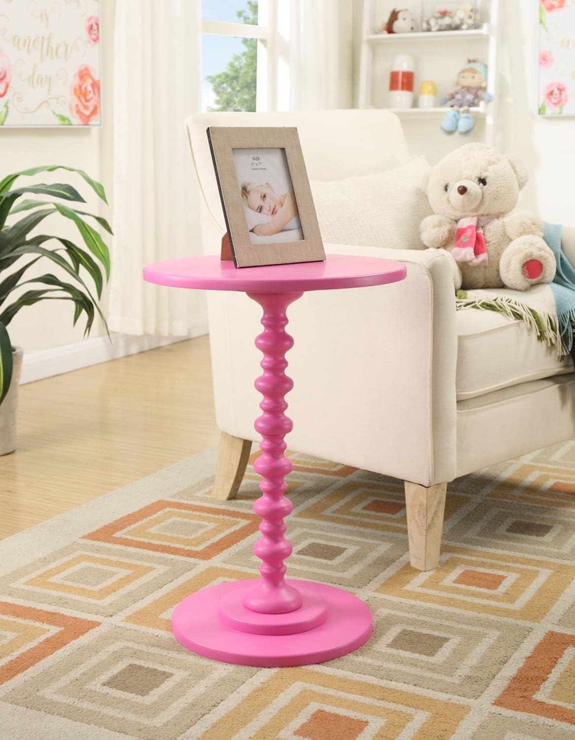 Convenience Concepts Palm Beach Spindle Table 17.75" - Traditional Round End Table for Living Room, Turned Solid Wood Side Table, Classic Display Pedestal Table, Espresso