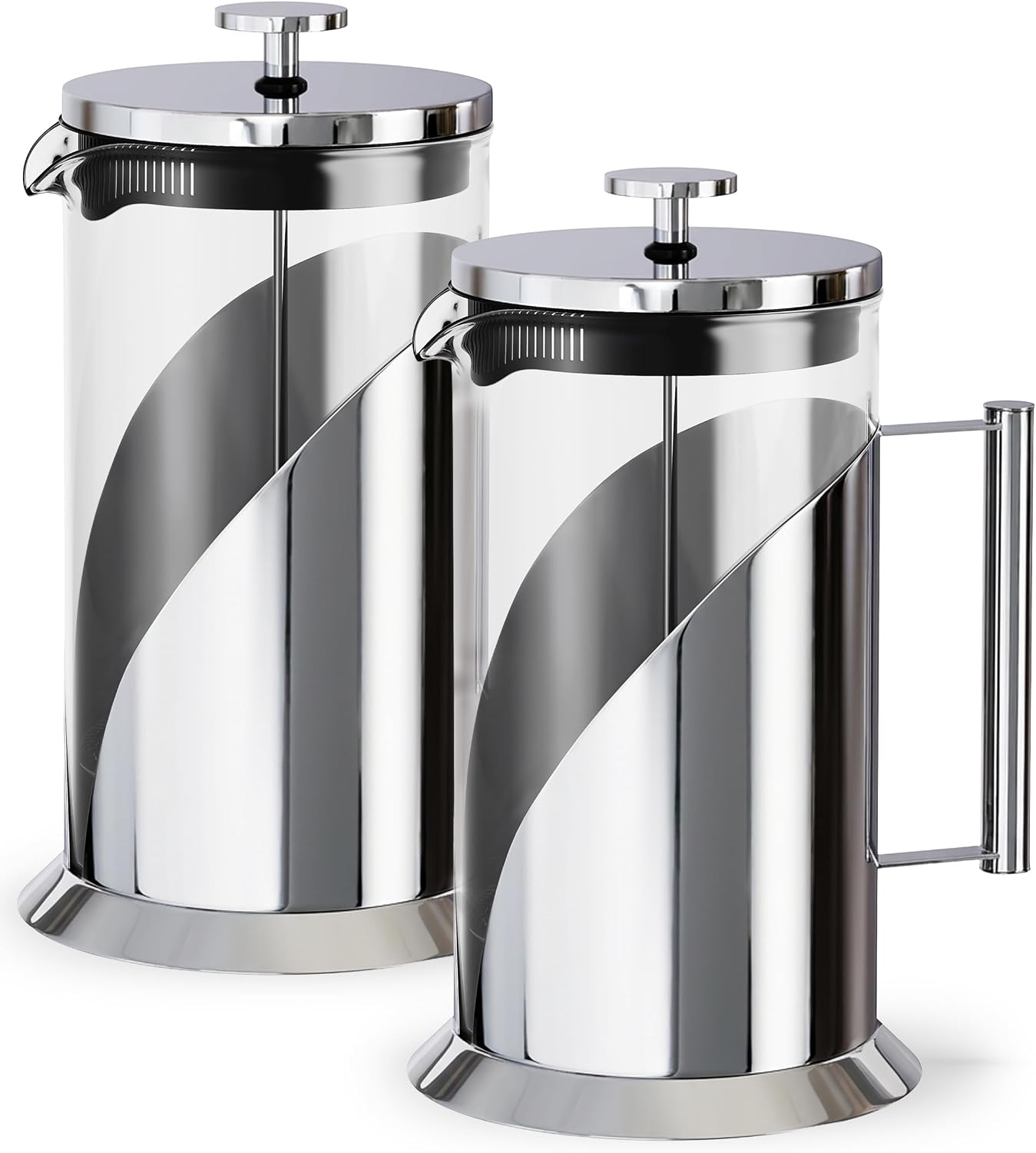 Cafe Du Chateau French Press Coffee Maker, 34 oz Glass, Stainless Steel | Easy Brew, Durable Clear Glass, 4-level Filtration, 34 oz Capacity, Coffee Press for Camping, Tea Brewer, BPA-Free Materials
