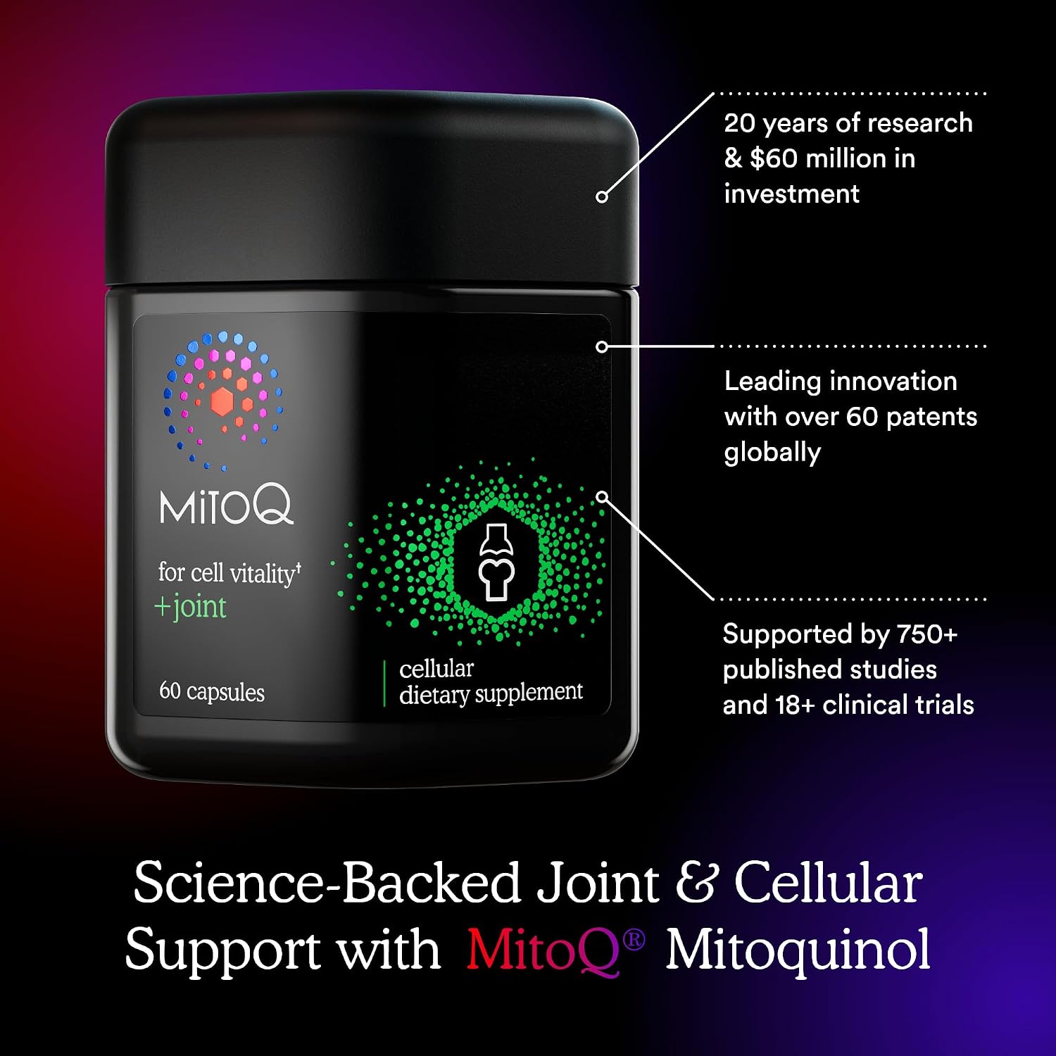 MitoQ +Joint Advanced CoQ10 Antioxidant Supplement - Contains Mitoquinol Mesylate & Green Lipped Mussel Omega Oil Extract - Supports Healthy Joint