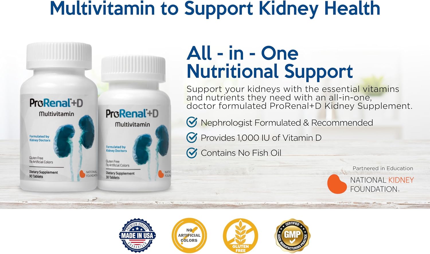 Nephroceuticals ProRenal+D Kidney Multivitamins 30-Day Supply