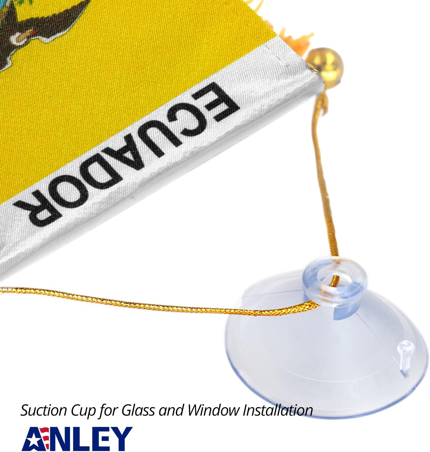 Anley 4 X 6 Inch Nicaragua Fringy Window Hanging Flag - Mini Banner & Car Rearview Mirror Décor - Fringed Nicaraguan Hanging Flag with Suction Cup