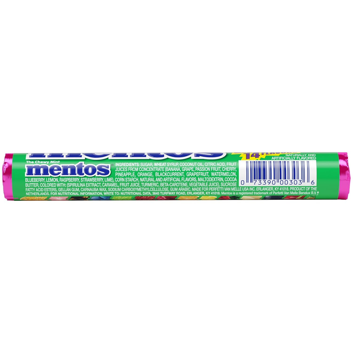 Mentos Chewy Mint Candy Roll, Cinnamon, 14 Pieces Per Roll, 15 Count Pack