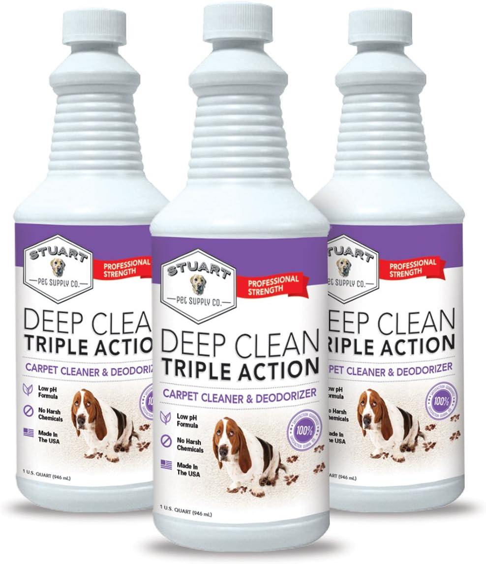 Stuart Pet Supply Co. Professional Strength Deep Clean (Gal.) 3X Carpet Cleaner Solution & Deodorizer, Concentrated Encapsulating Carpet Shampoo