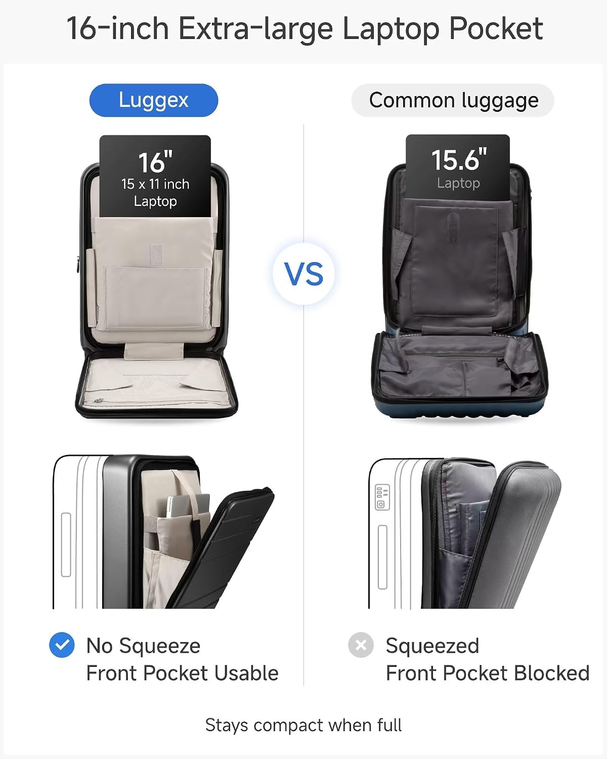 LUGGEX Checked Top Opening Expandable Suitcase, Black, 28" | Checked Luggage, Top Opening Design, 100% PC Hard Shell, Expandable Storage, TSA Approved Lock, 105L-115L Capacity, FX-Core