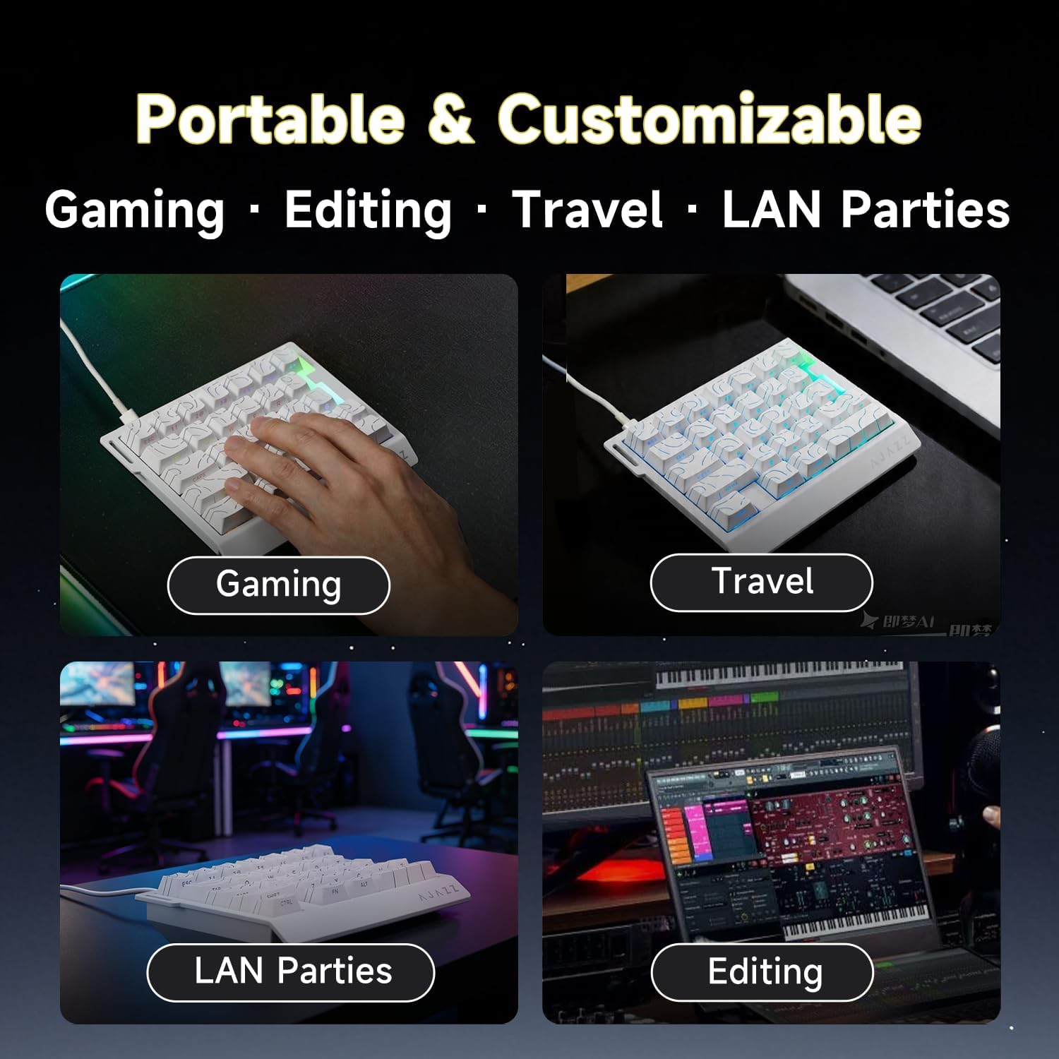 AJAZZ AK029 Wired One-Handed Hall Effect Mechanical Gaming Keypad, 29 Keys | Magnetic Switch, Rapid Trigger, 8KHz Polling, SOCD/DKS, RGB Backlit, Web Driver Customizable, Portable, Black Gray
