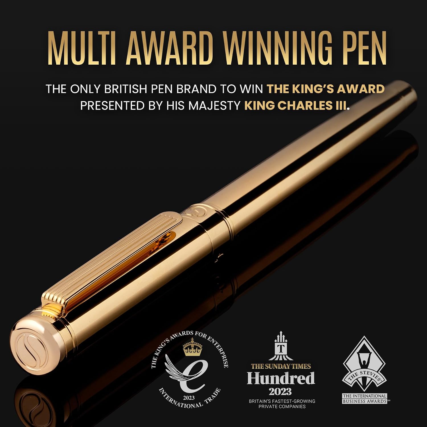 Scriveiner Silver Chrome Fountain Pen - Stunning Luxury Pen, Real Gold Finish Schmidt Gilded Nib (Medium), Best Pen Gift Set for Men & Women