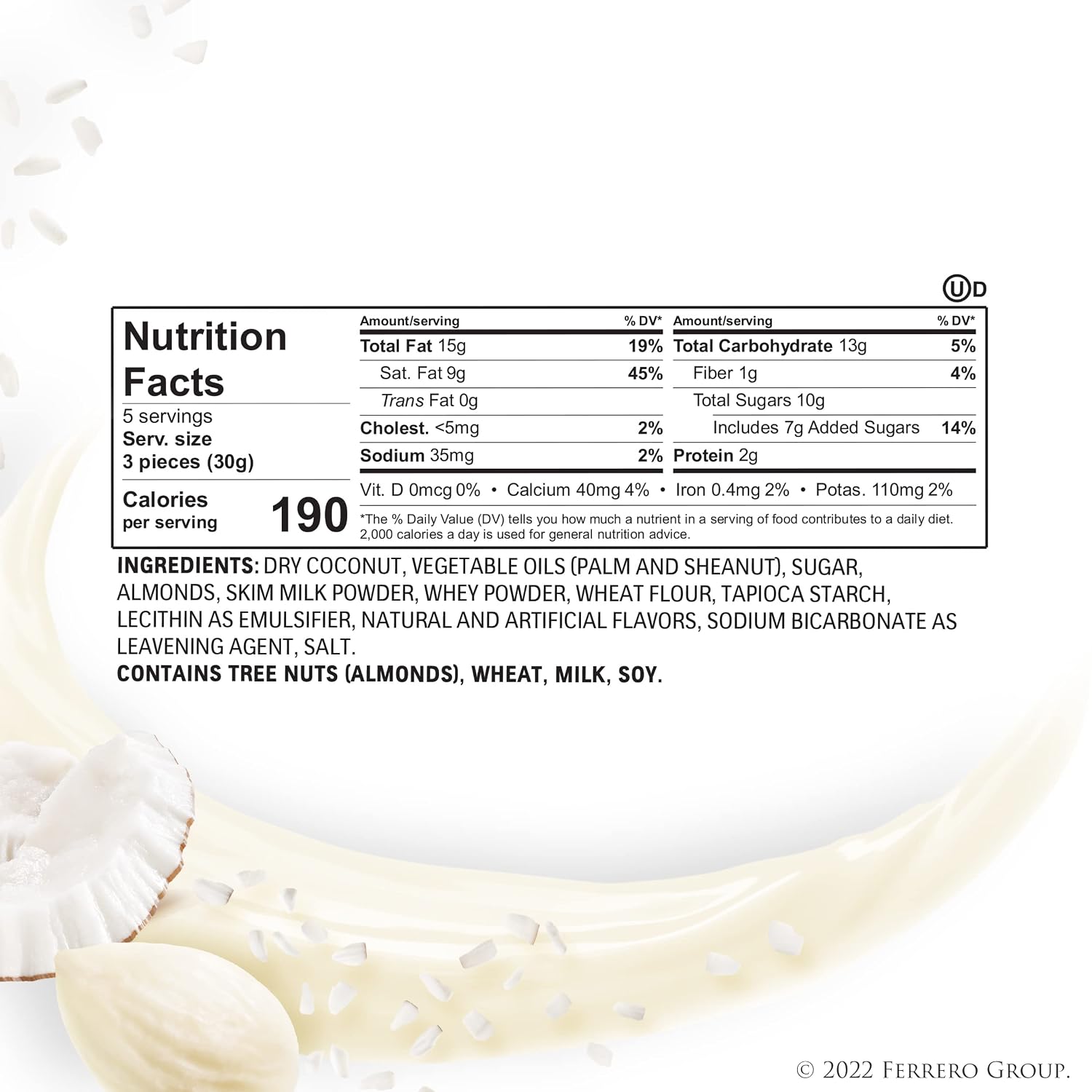 Raffaello Almond Coconut Candy, 15 Individually Wrapped Gourmet Candy Box, 6 boxes, 5.3 oz