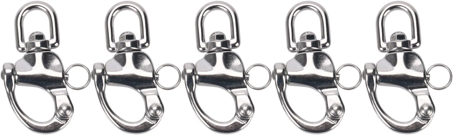 Amarine Made Pair of Swivel Eye Snap Shackle Quick Release Bail Rigging Sailing Boat Marine Stainless Steel for Sailboat Spinnaker Halyard CD309012