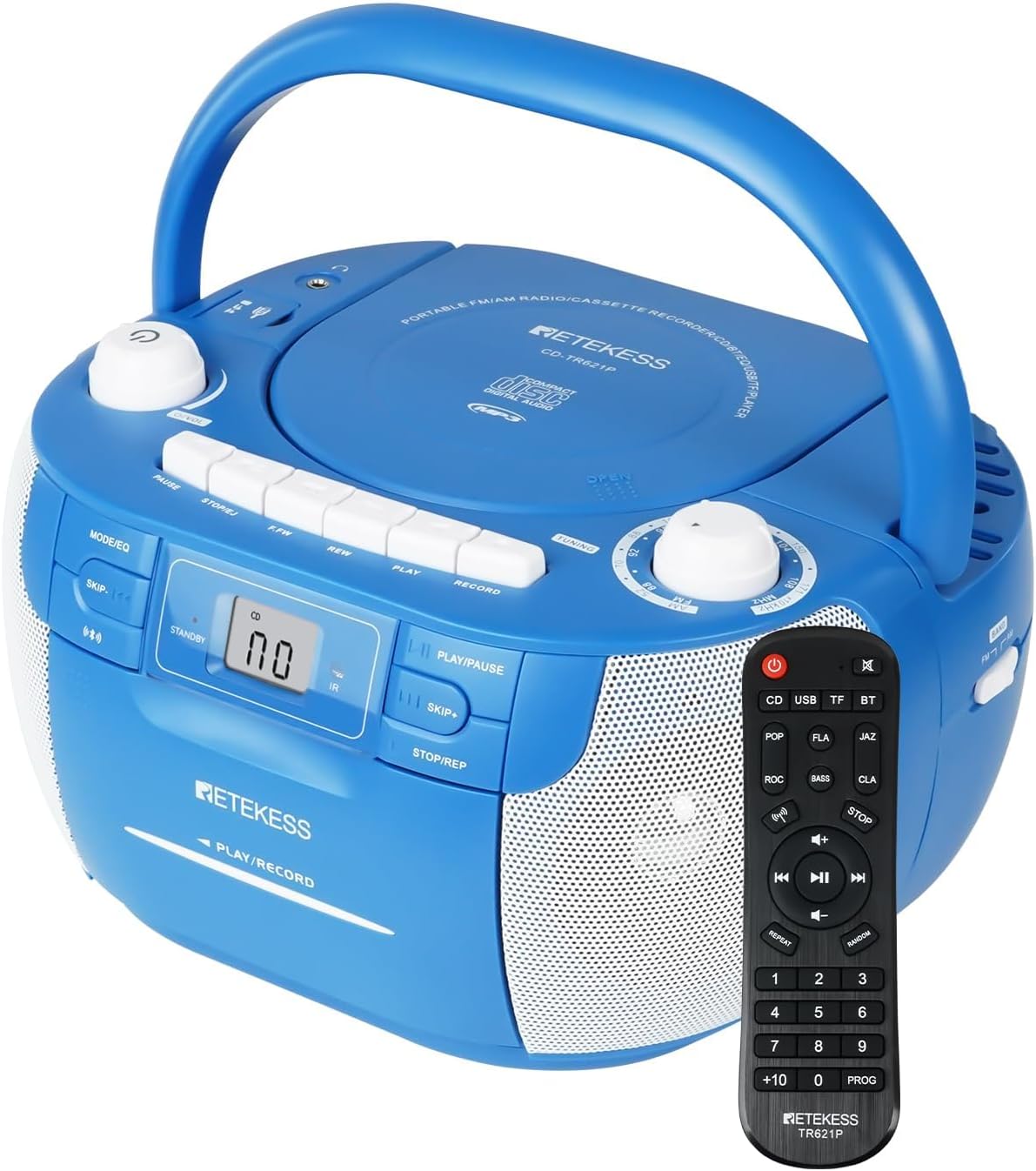 Retekess TR621 CD and Cassette Player Combo, Boombox CD Player(White)