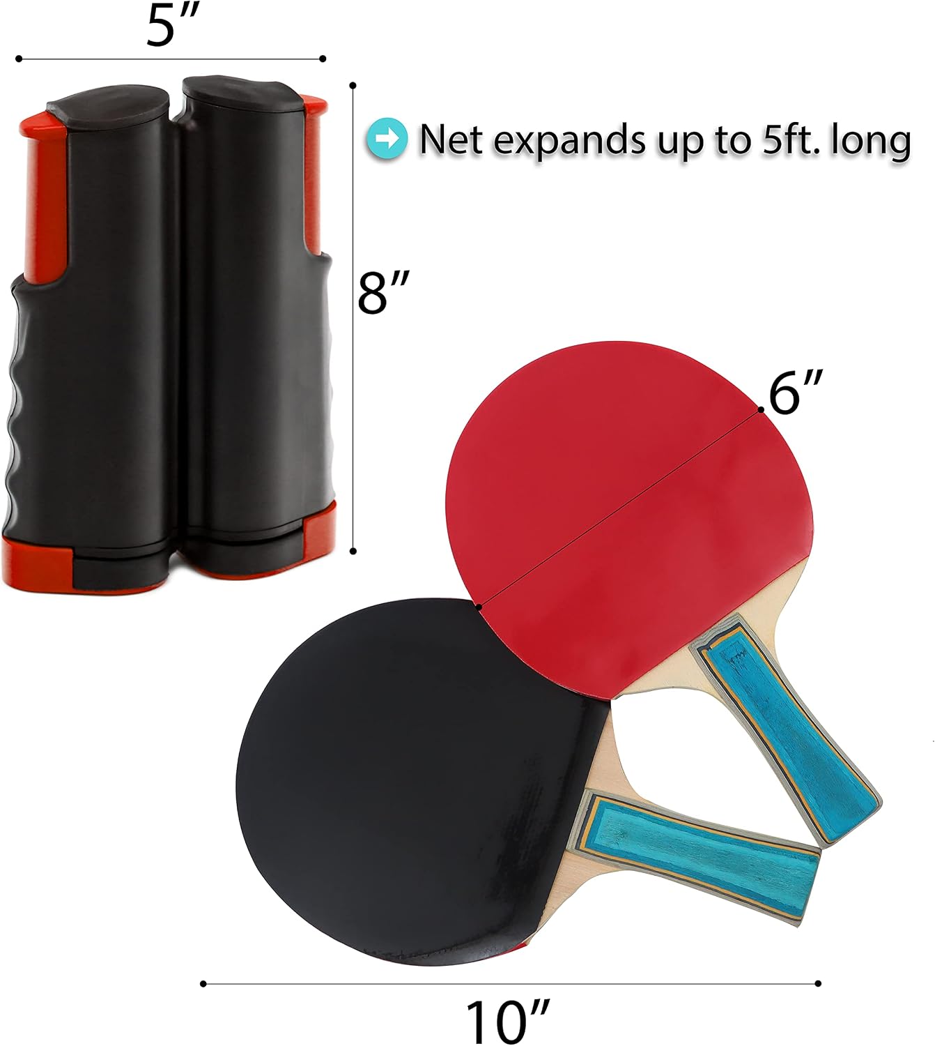 Trademark Innovations Anywhere Table Tennis Table Tennis Set with Paddles and Balls