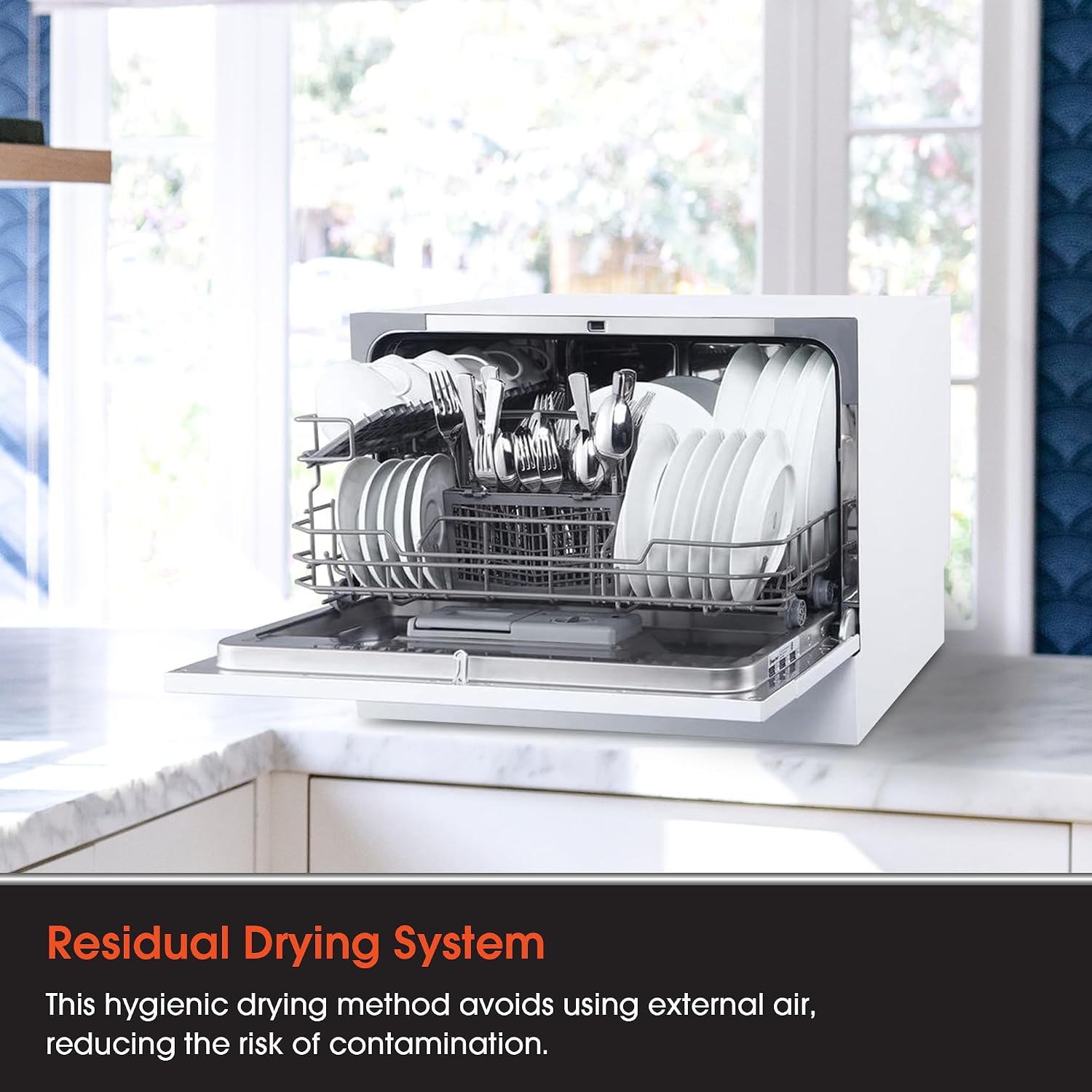 Magic Chef Compact Countertop Dishwasher, Portable Mini Dish Washing Machine for Kitchen Counter, 6 Plate Washer Capacity