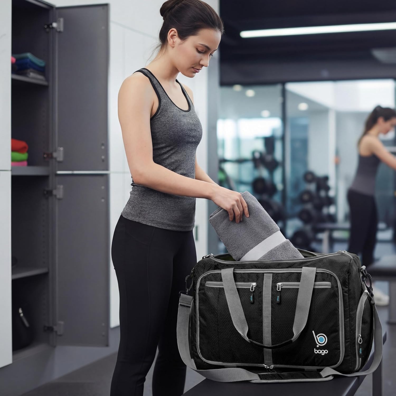 Bago Large Duffle Bag for Travel Women & Men. Durable Lightweight Foldable Travel Duffel Bags For Traveling Women. 80L Duffle Bags For Overnight Bag With Shoe Compartment Collapsible Weekender duffel