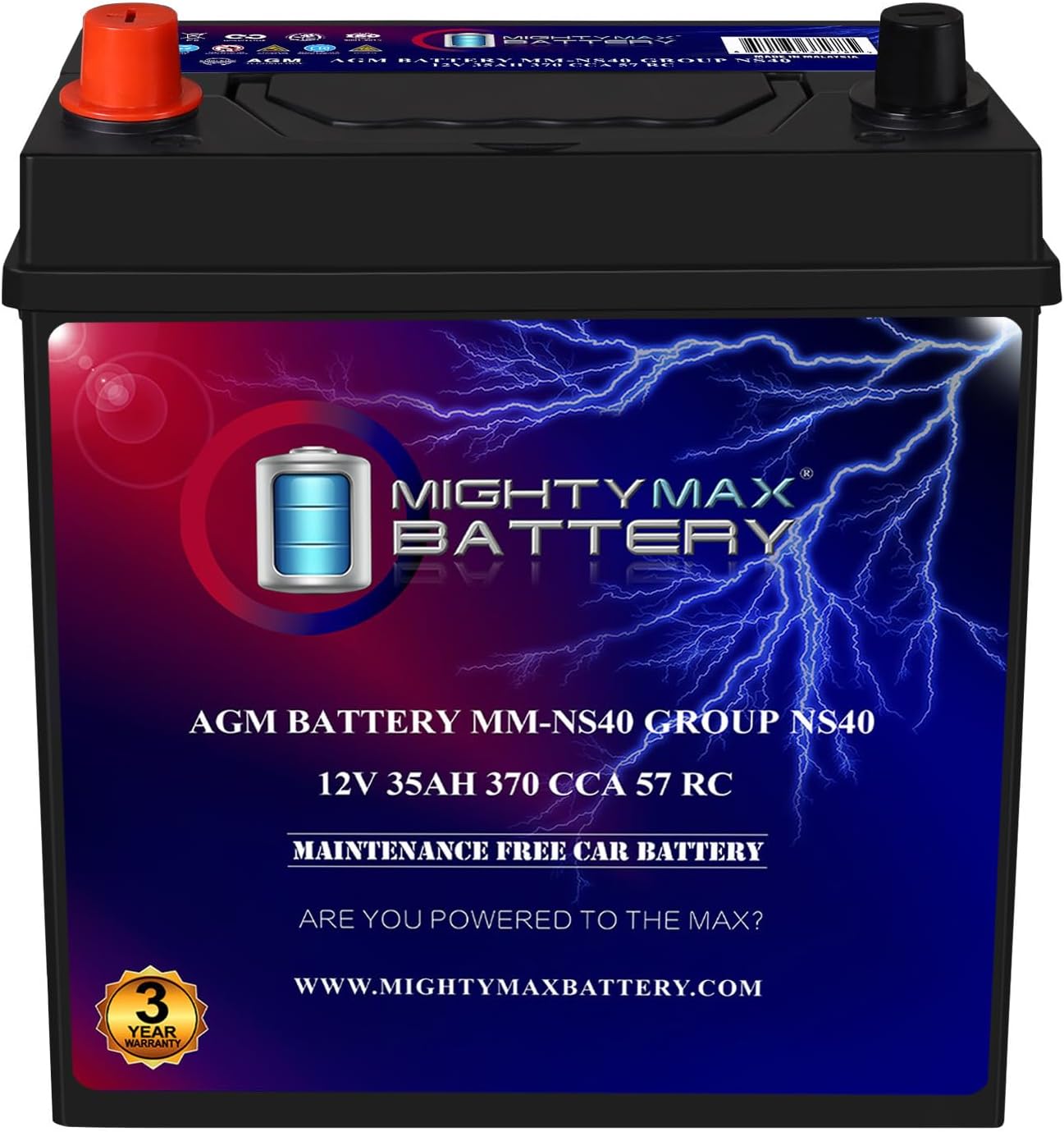 Mighty Max Battery MM-H8 Start and Stop Car BCI Group 49 12V 95Ah, 160RC, 900 CCA Rechargeable AGM Car Battery