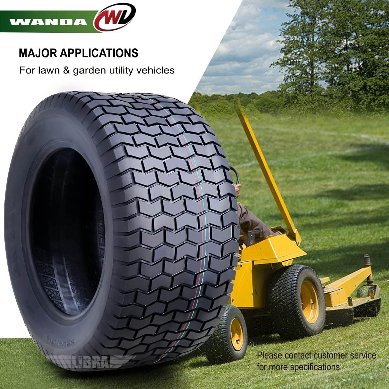 WANDA Set 4 Lawn Mower Turf Tires 16x6.5-8 & 23x10.5-12 /4PR -13019/13049 | Riding Lawn Mover, Garden Tractor