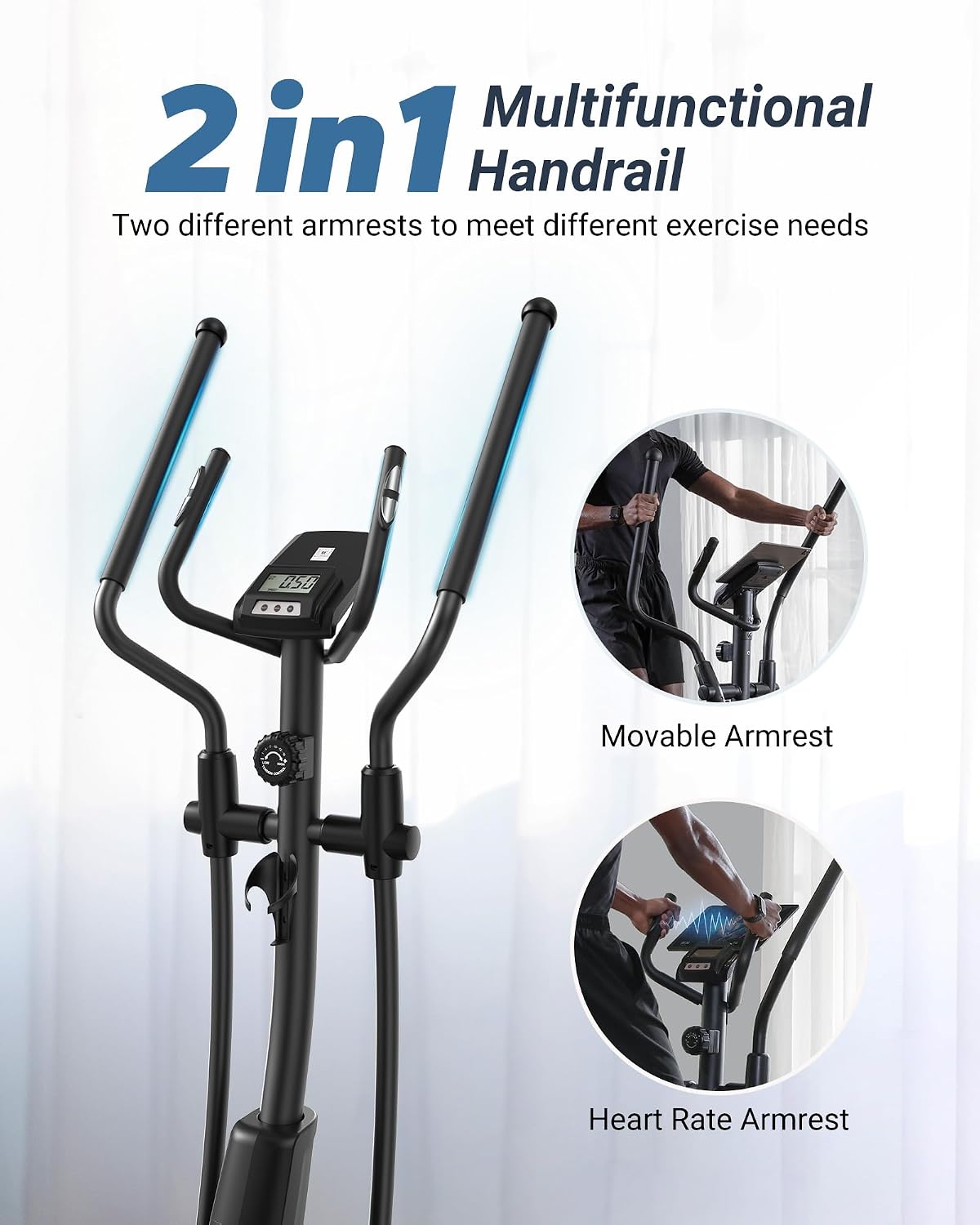 MERACH Elliptical Exercise Machine for Home Use, Elliptical Machine with Hyper-Quiet Magnetic Drive System, 16-Level Resistance Adjustment