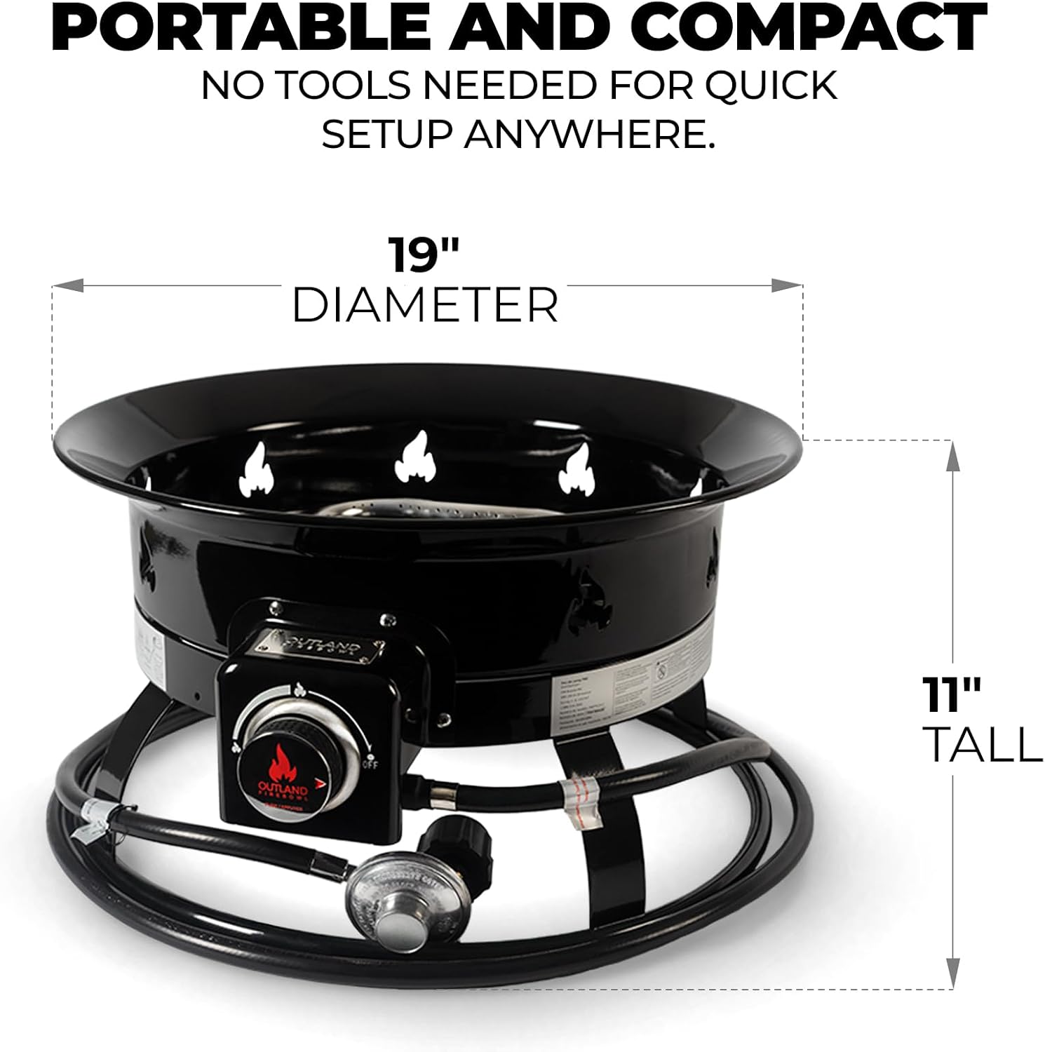Outland Living Portable Propane Fire Pit, 19-inch, 58, 000 BTU Smokeless Gas Firebowl | Perfect for Camping, Patio, Backyard, Tailgating, Deck